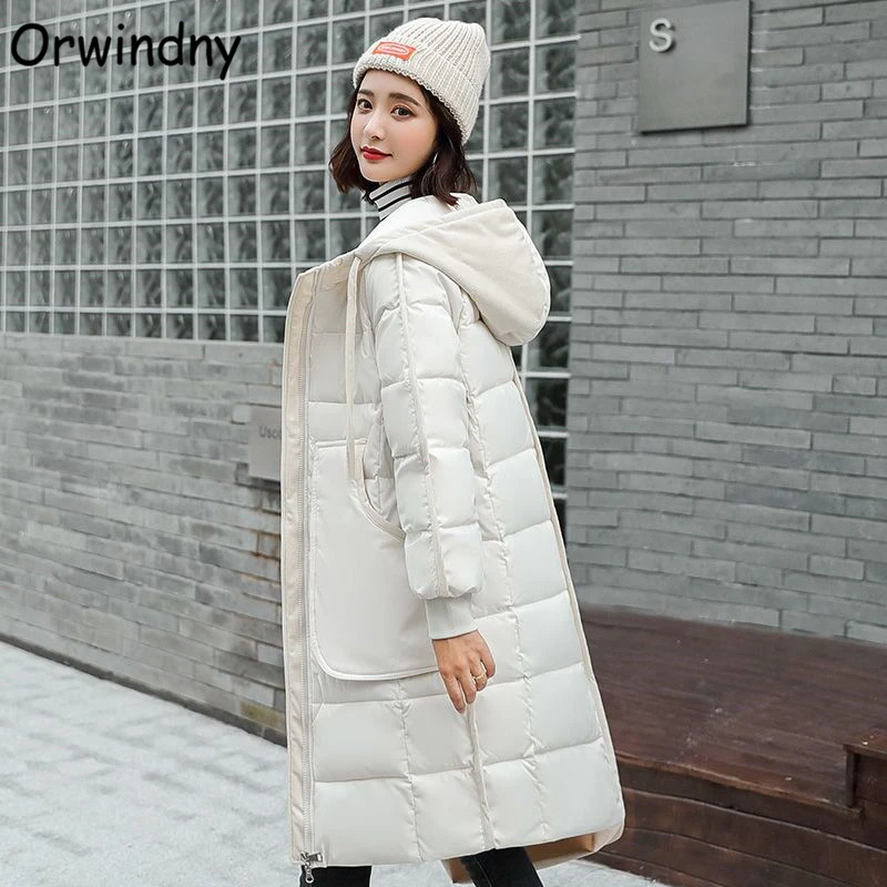 Зимнее пальто Orwindny женские длинные теплые парки для студентов утепленная куртка