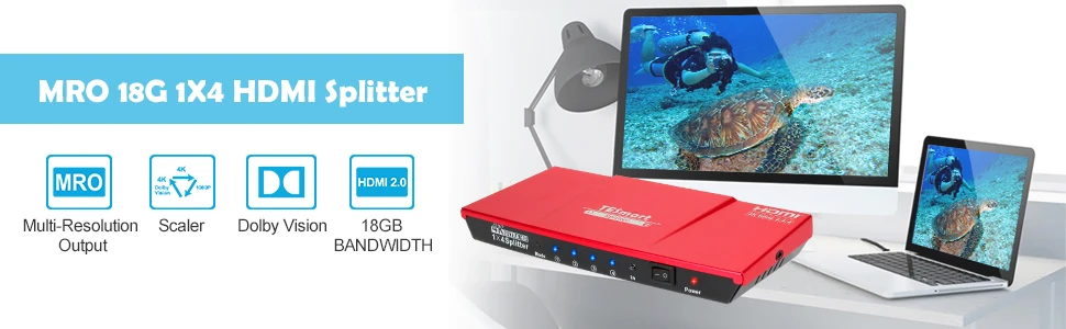 HDMI сплиттер 1x4 1 в 4 Выход 4K@ 60 Гц 4 порта сплиттер Ultra HDV2.0 TESmart высокое качество Сертифицированный 1080P@ 60 Гц HDCP 2,2