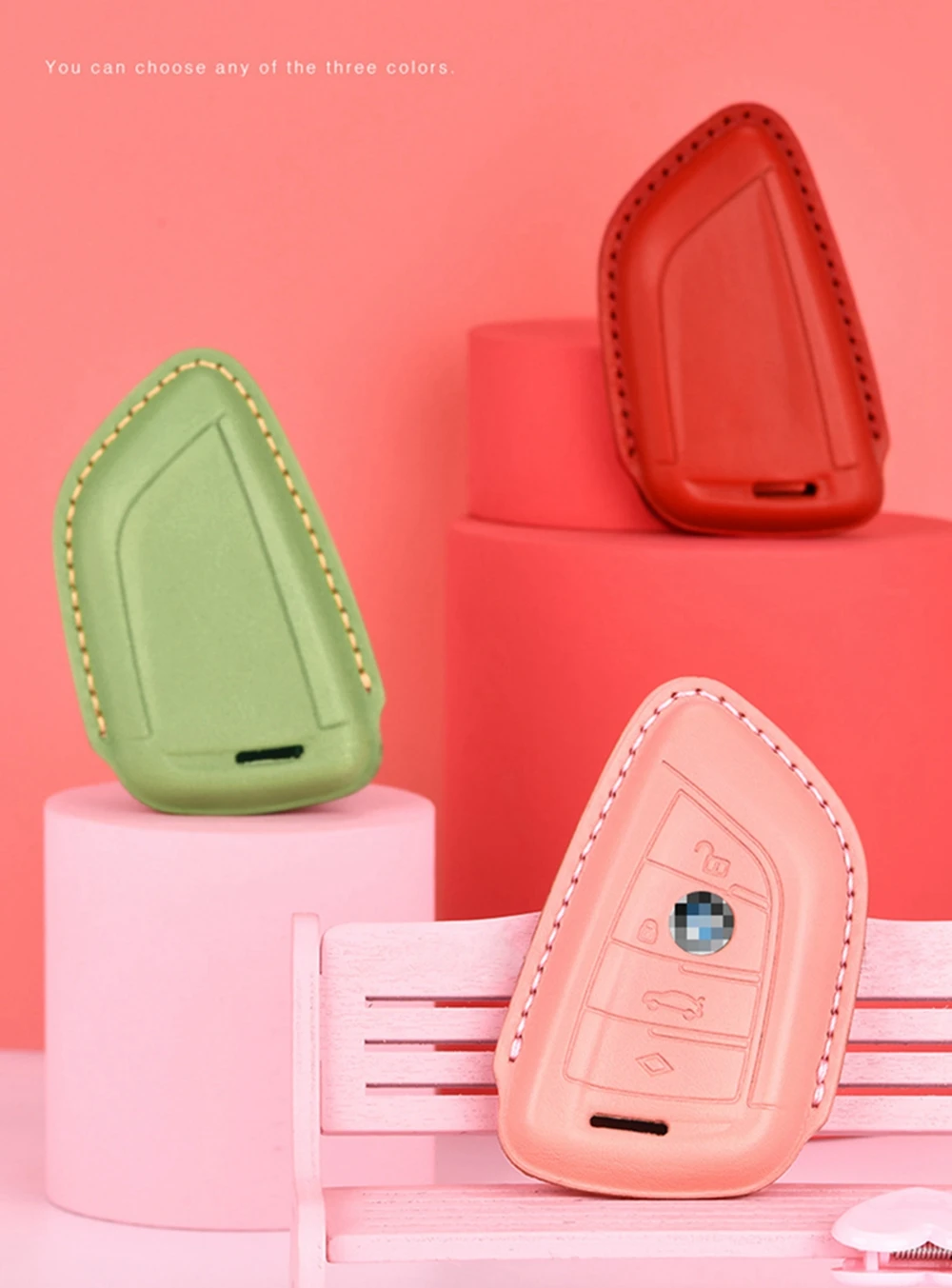 

Hot Pressing and Shaping The First Layer of Cowhide Leather Ladies Leather Key Case Buckle Shell Key Cover Suitable for BMW Cars