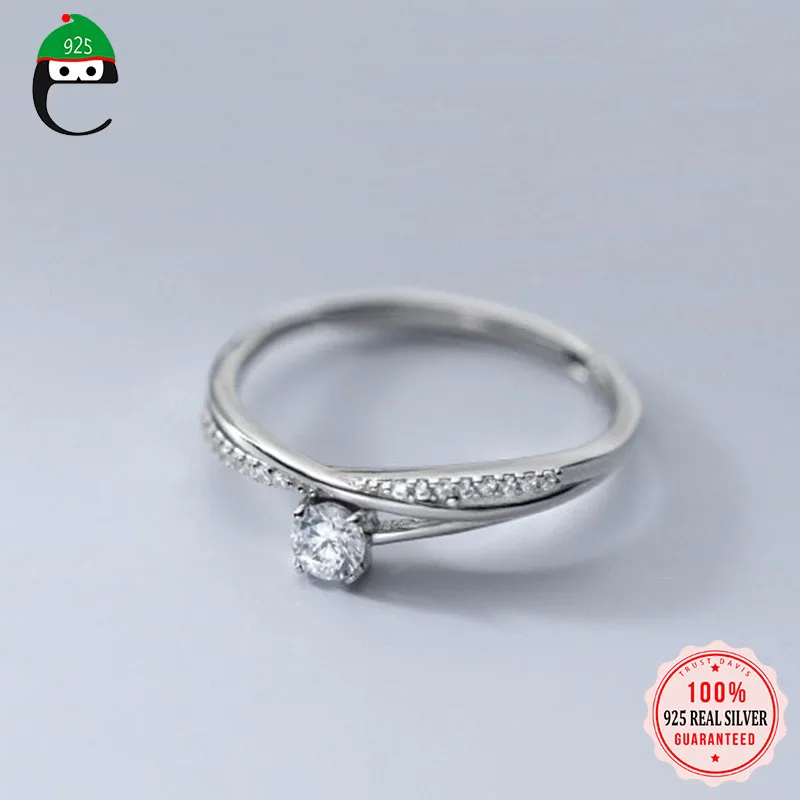 

ElfoPlataSi 925 Настоящее Стерлинговое Серебро, изящные модные туфли с перекрестными ослепительно CZ Кольцо на палец для женщин Свадебная вечеринк...