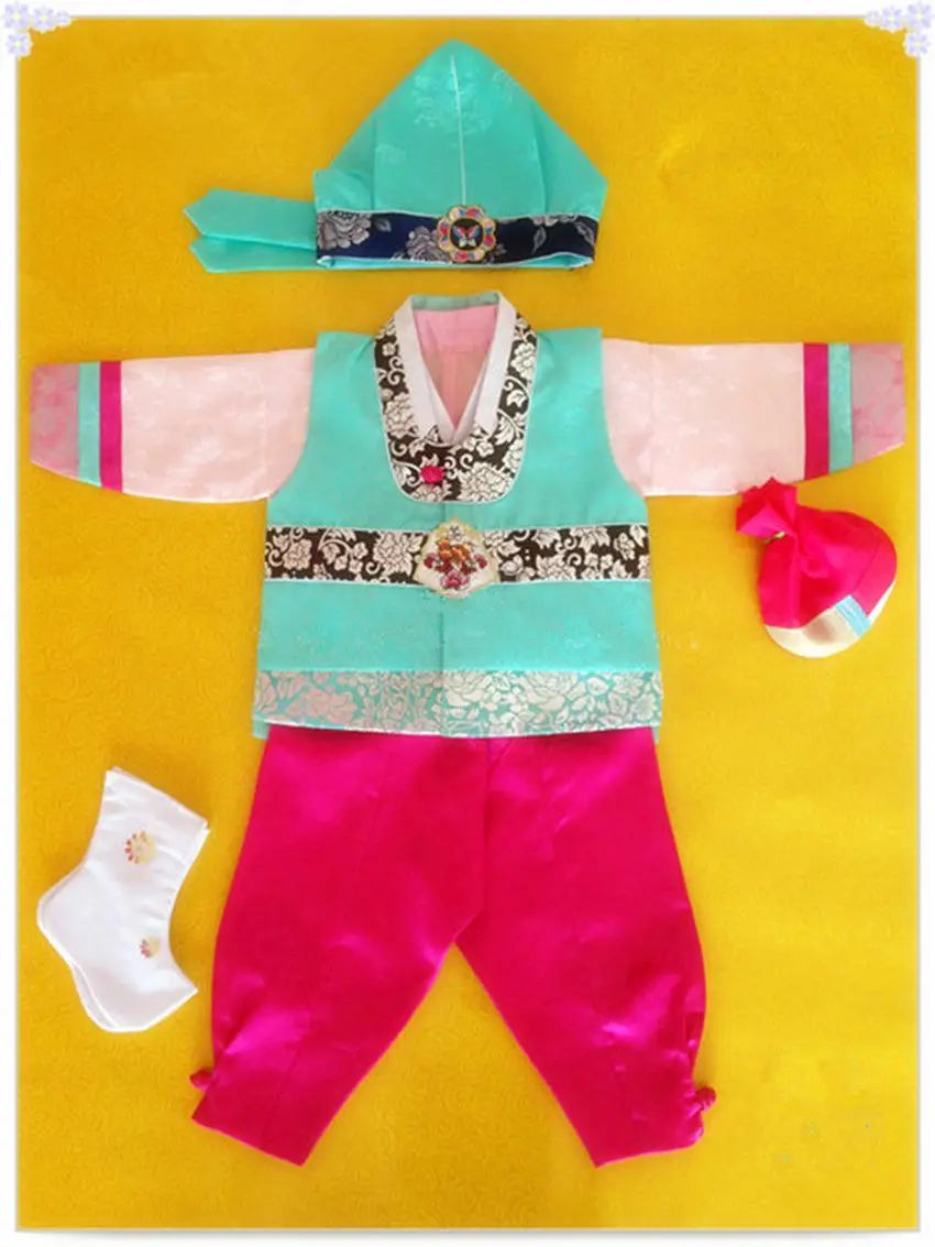 Удобное традиционное корейское платье Hanbok Dolbok для маленьких мальчиков костюм на