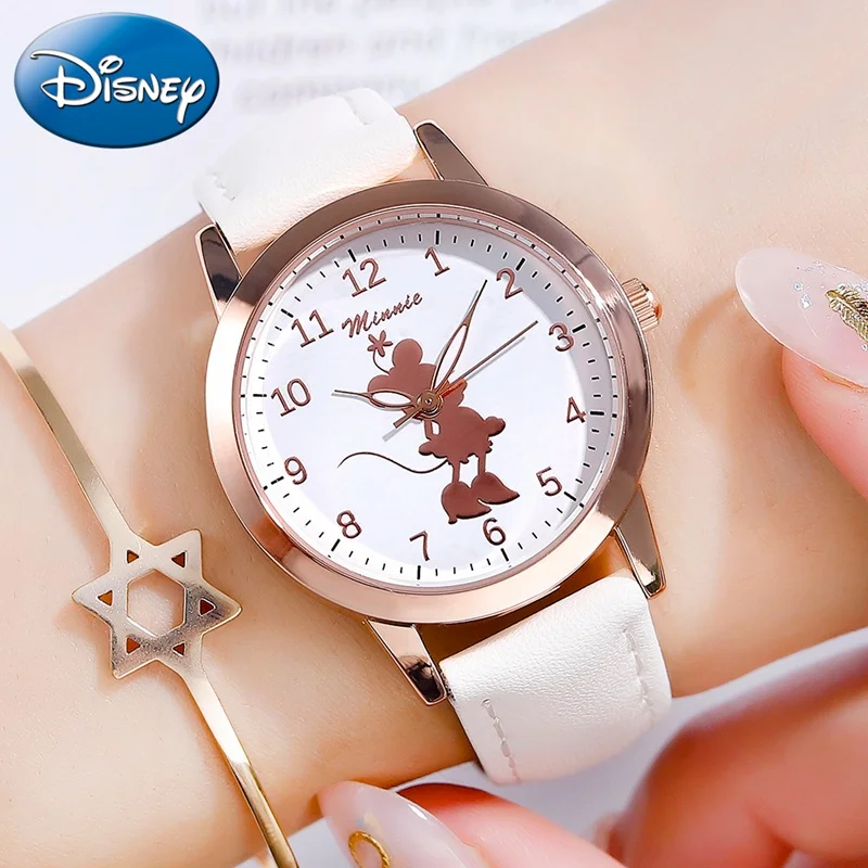 Новые милые кварцевые часы с Минни Маус для девочек женские на ремешке