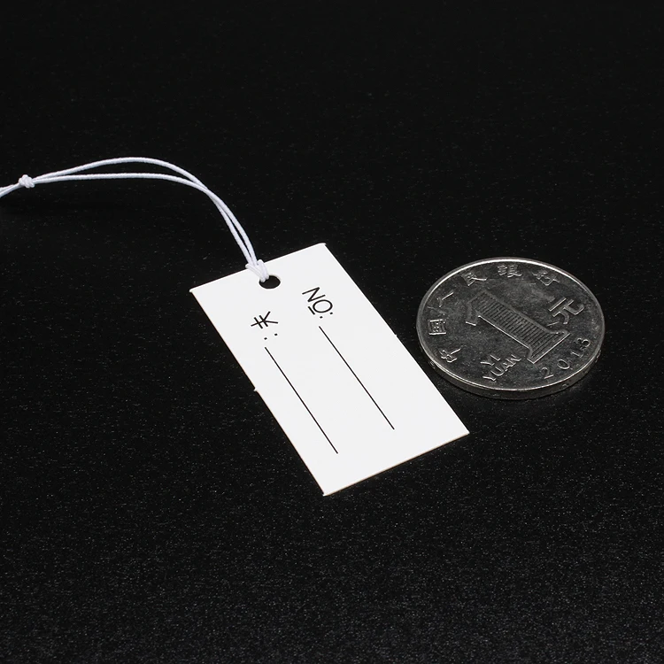 

White Pricing Card No. Yuen Blank Garment Merchant Hanging Tag with String