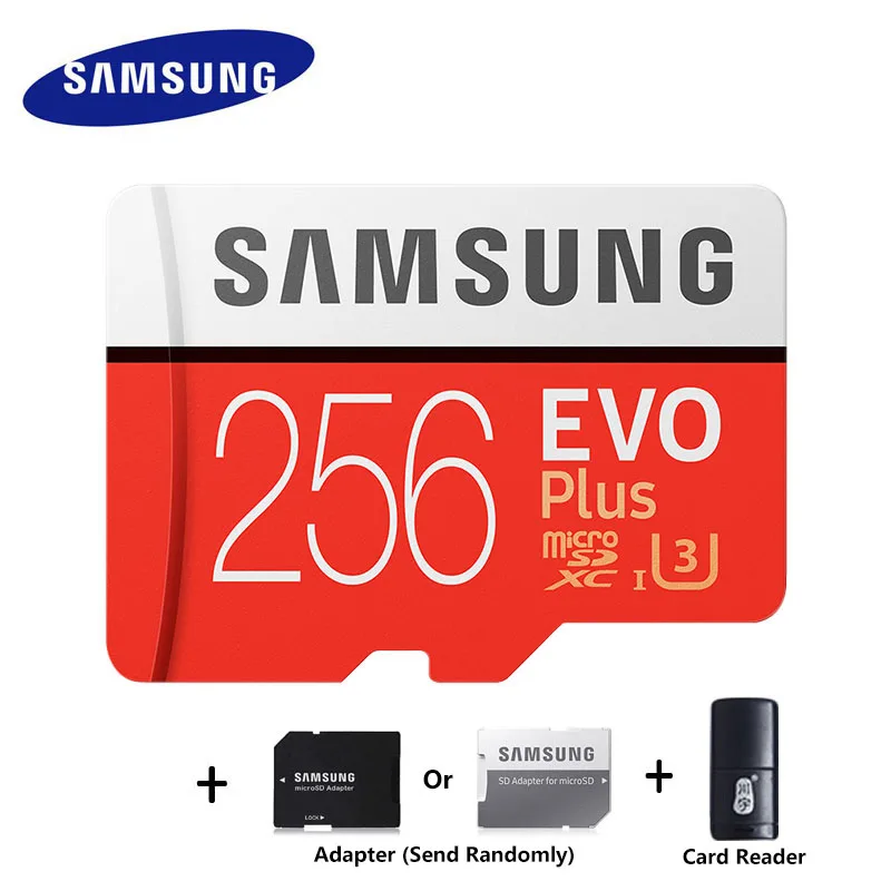 256G with reader SAMSUNG micro sd карта памяти карта micro sd 32 Гб 64 Гб 128 ГБ 256 ГБ 512 ГБ EVO+ carte sd TF Транс Флэш карта микро для go pro - Емкость: 256G with reader