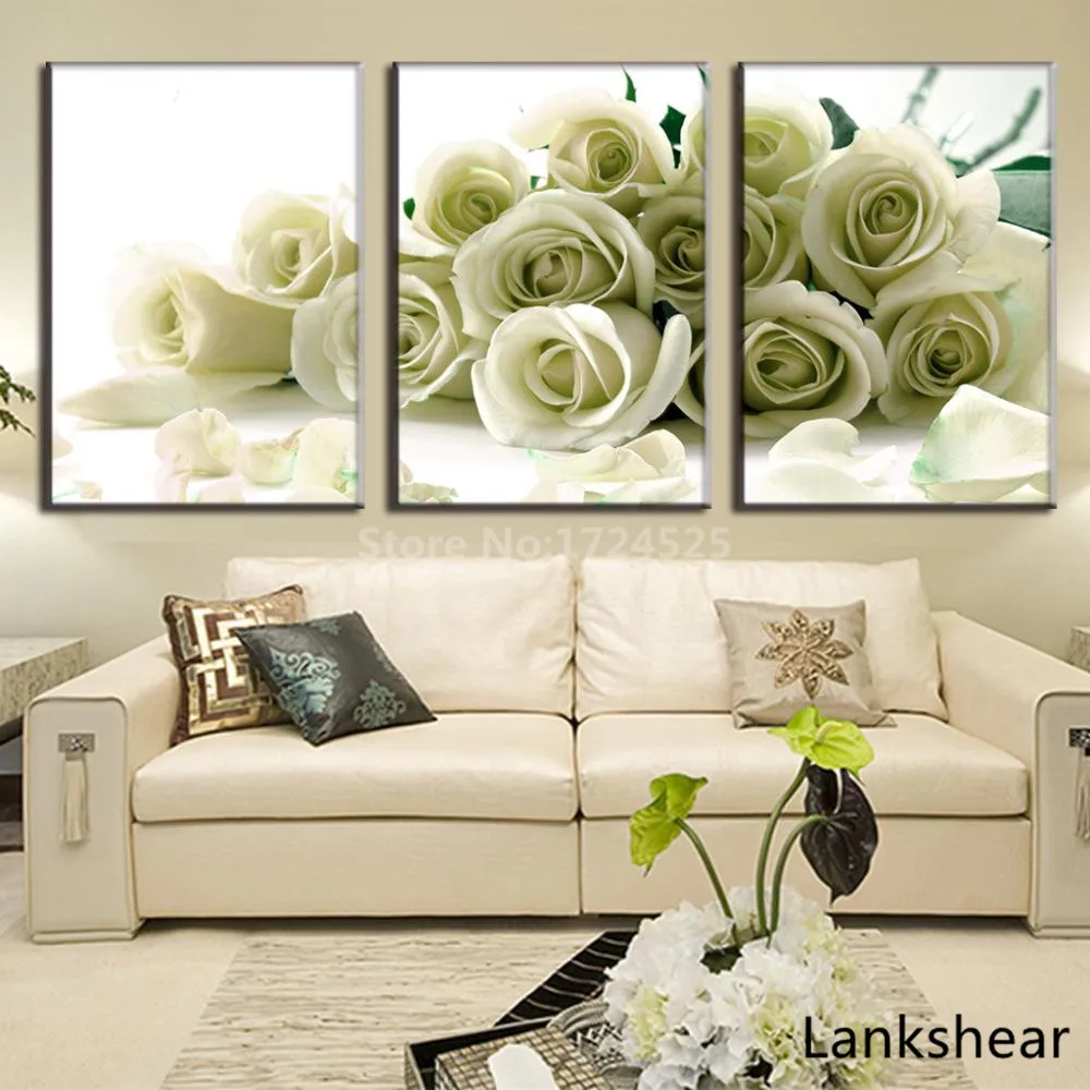 Комплект из 3 предметов Печать на холсте цветочные мотивы Современная живопись