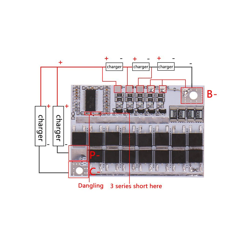 Печатная плата PCB PCM 18650 Lipo BMS 4S аксессуары для зарядного устройства 12В 100A