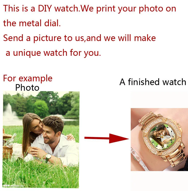 Часы Стразы золотого цвета женские наручные часы с фотографией на заказ