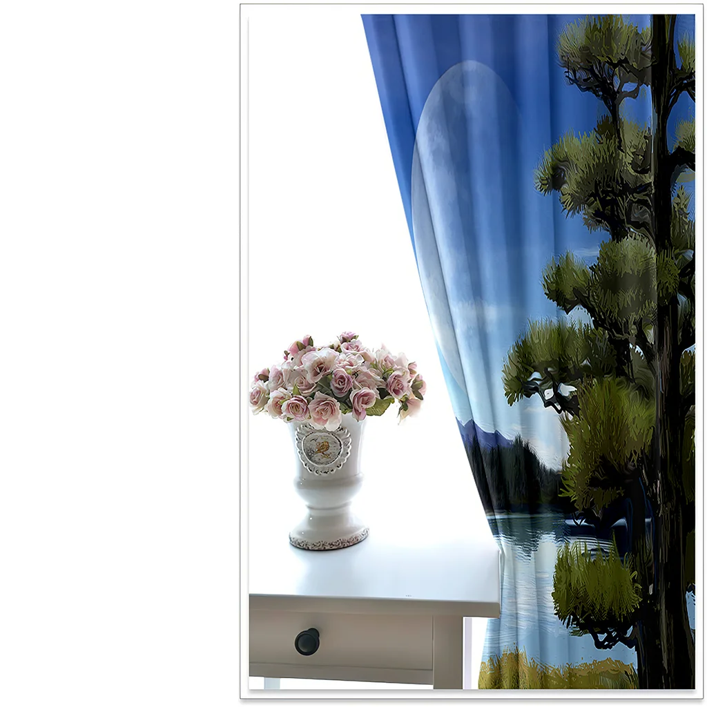 

Laiyan Curtain Castle Moon Print Shading Curtain Living Room Curtain Bedroom Curtain Home Decoration Curtain Children's Curtain,