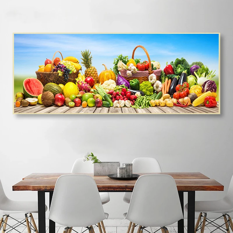 

Kitchen Wall Art Vegetable and Fruit Poster Canvas Painting Posters and Prints Pictures for Restaurant Decoration Frameless