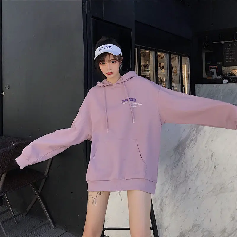 

Harajuku Sweet Oversized Long Hoodies Pocket Loose Clothes Women Spring Letter Print Sweatshirts Pullovers Fashion Streetwear