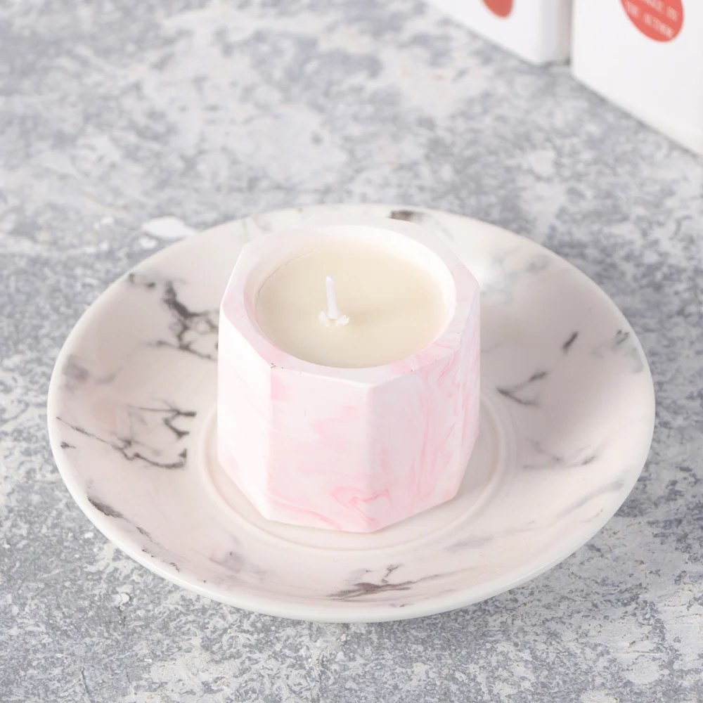 

1PC Octagonal Incense Cup Scented Candle Smokeless Aromatherapy Candles for Birthday Wedding (Marble)