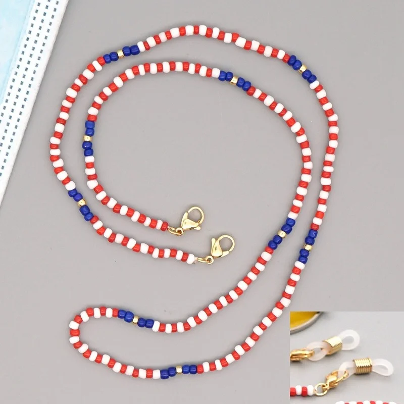

2021 Summer Jewlery Handmade Mask Chain Lanyard Anti-skid Glasses Chain Beads Necklaces for Women Collier Femme