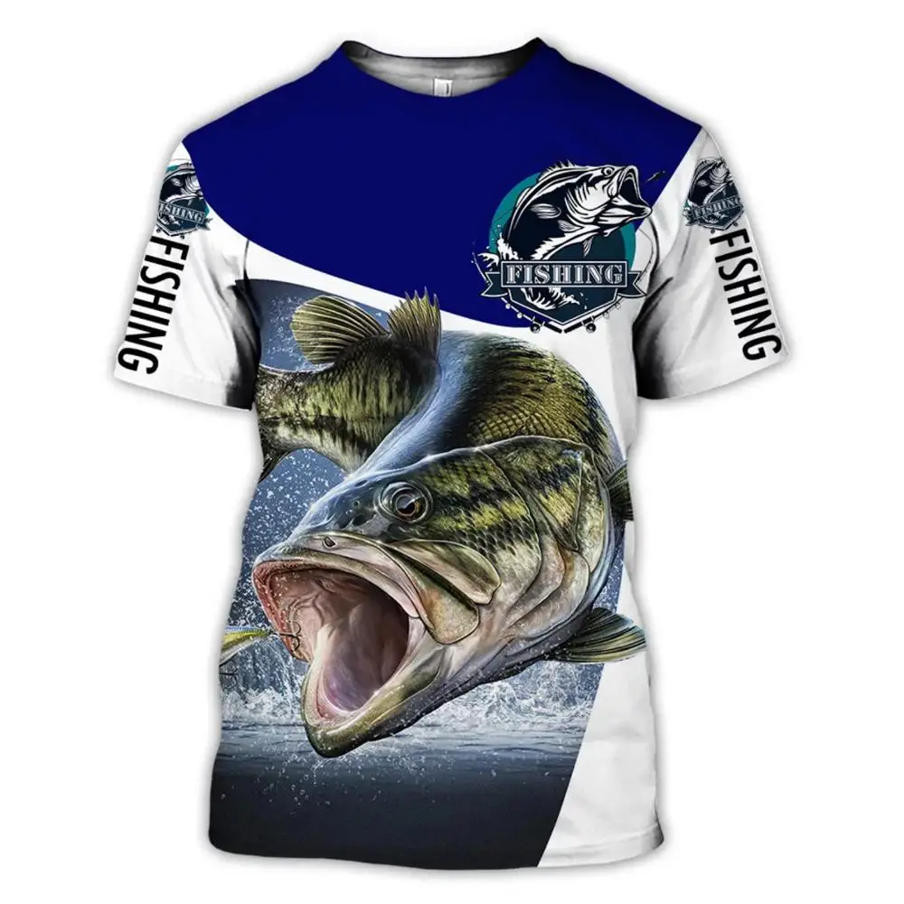 Animal Fishing Art Harajuku summer t-shirt Cool Chase Hook Fish Print Fashion 3D Short sleeve T-shirt Dropshipping style-2 images - 6