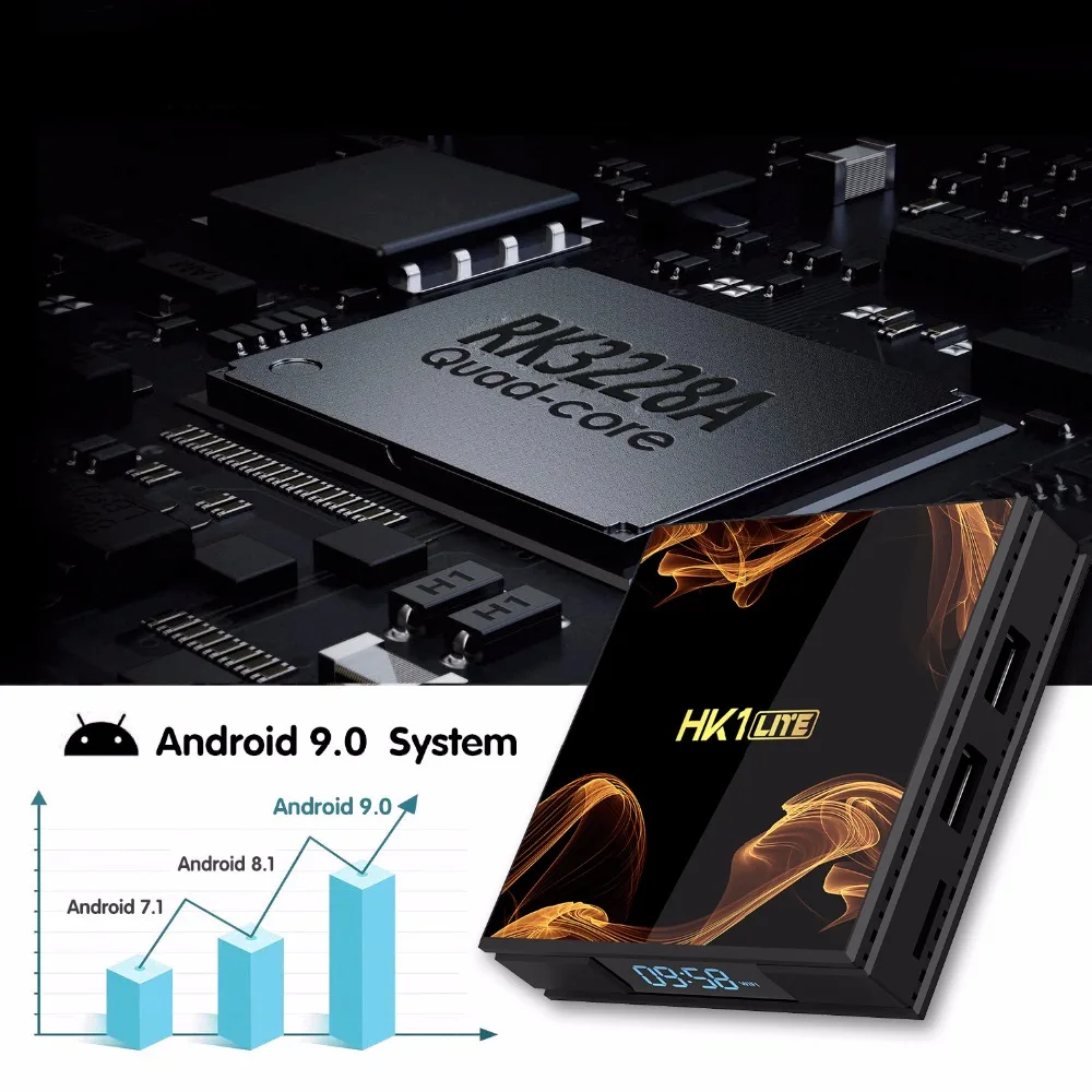 HK1 LITE RK3228A Android 9 0 Смарт ТВ коробка ARM Mali 400 GPU WIFI 2 4G 4K 60Hz 3D USB H.265 медиа приставка 802 11
