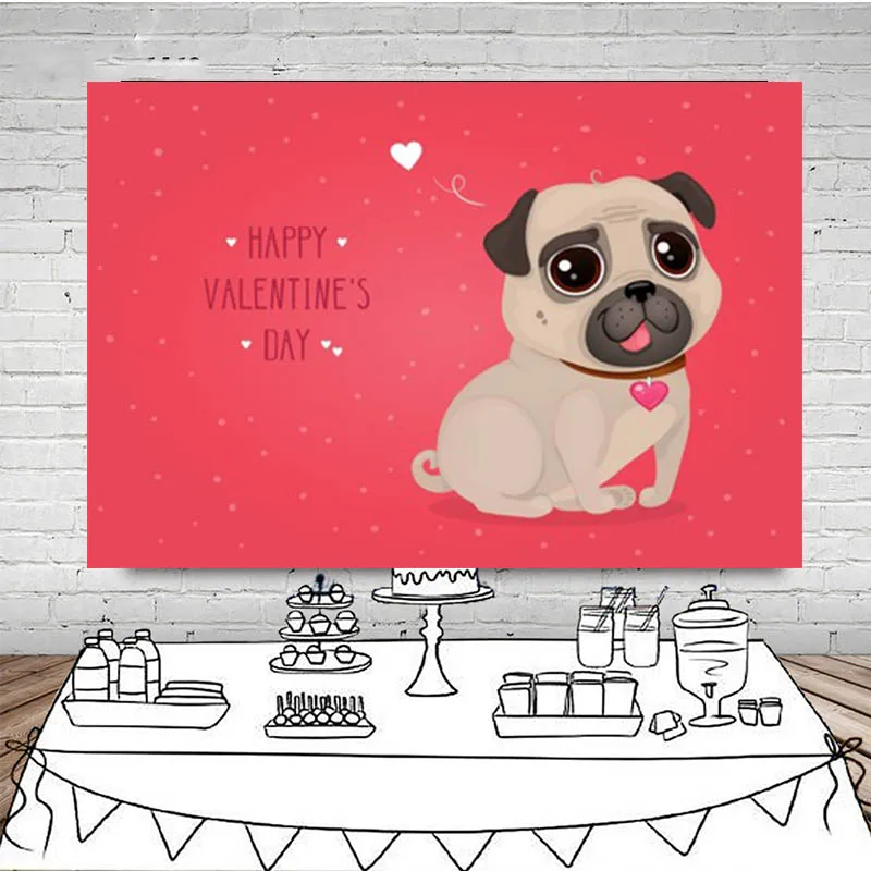 Щенок задний фон в стиле День Святого Валентина с Шторы надписью kiss me (Поцелуй