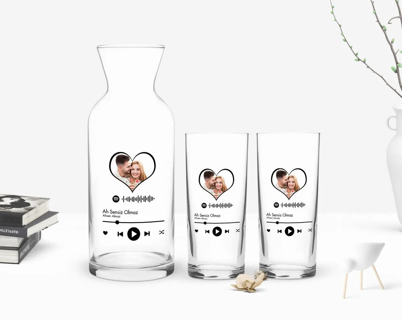 

Персонализированная Красочная Печатная фотография Spotify со штрих-кодом двойная чашка И Графин в подарок Seti-2