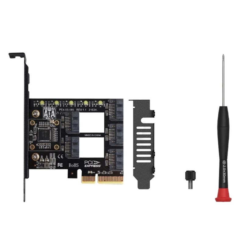 

PCIe SATA Card 5 Port 6Gbps SATA 3.0 PCIe Expansion Card Support 5 SATA 3.0 Devices Adapter Converter For Desktop PC