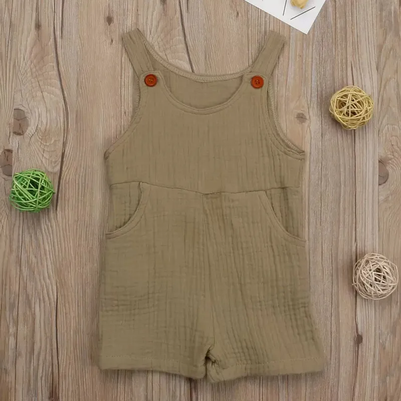 Однотонный хлопковый комбинезон для новорожденных мальчиков и девочек без