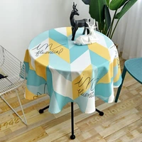linen tablecloth household modern simple round table cloth oil proof waterproof restaurant household round table tablecloth prin
