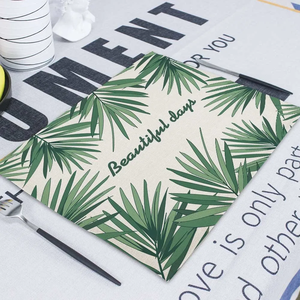 Tropical Plant Dining Napkin Fabric Napkins Matting Wedding Napkin Linen Cloth Serving Table For Weddings Tea Towels For Kitchen