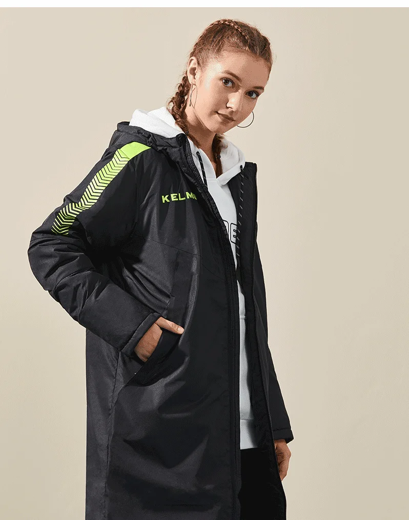 

KELME Men Winter Jacket Long Solid Sports Training Coat Male Overcoat Outwear Warm Cotton Padded Winter Coat Men Women 3871404