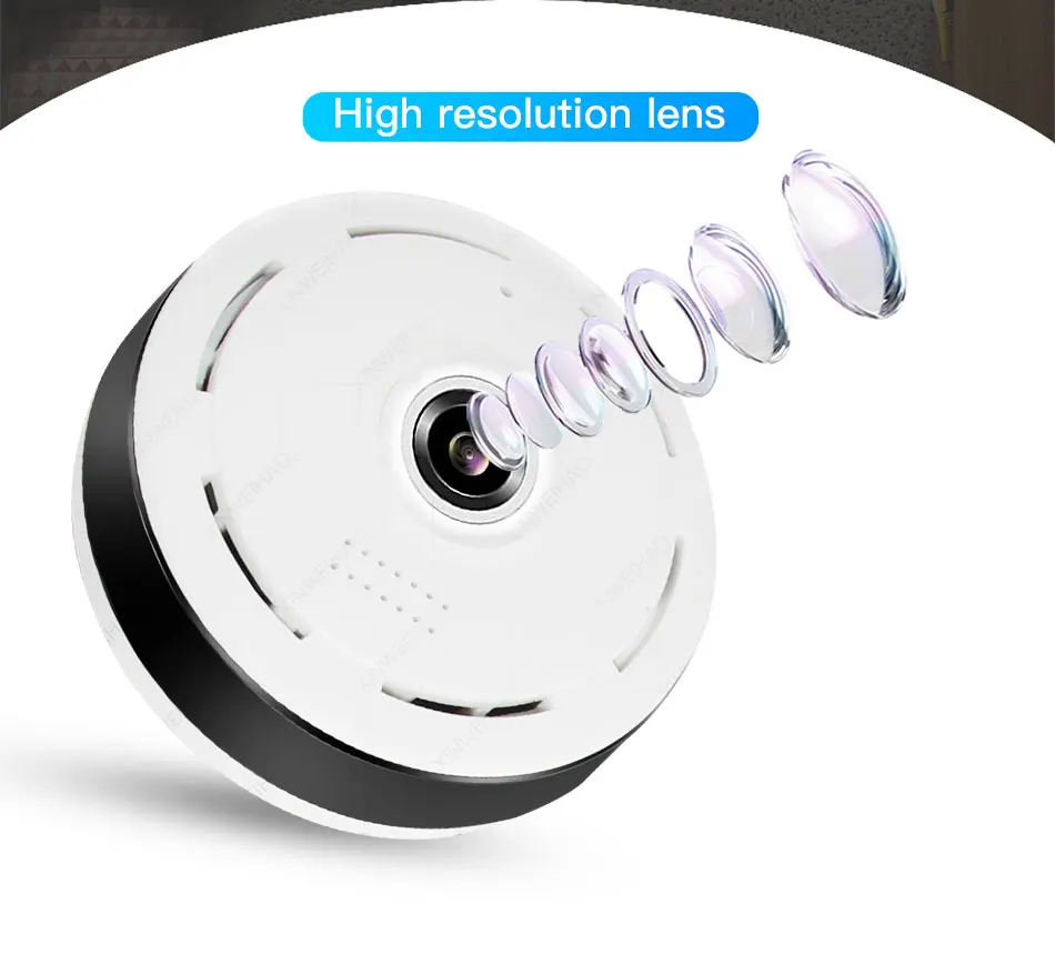 2.0MP Full view wifi 360 градусов двухстороннее аудио Панорамное 1080P рыбий глаз Беспроводная интеллектуальная ip-камера V380 мини-камера