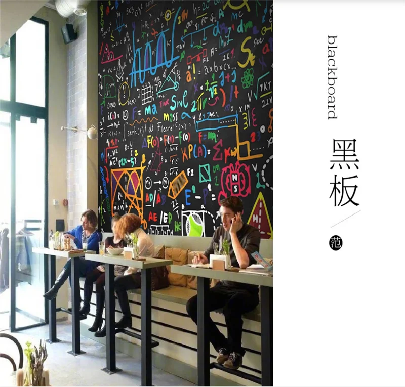 3d фото обои красочный мел математическая формула черная доска фон стены на заказ