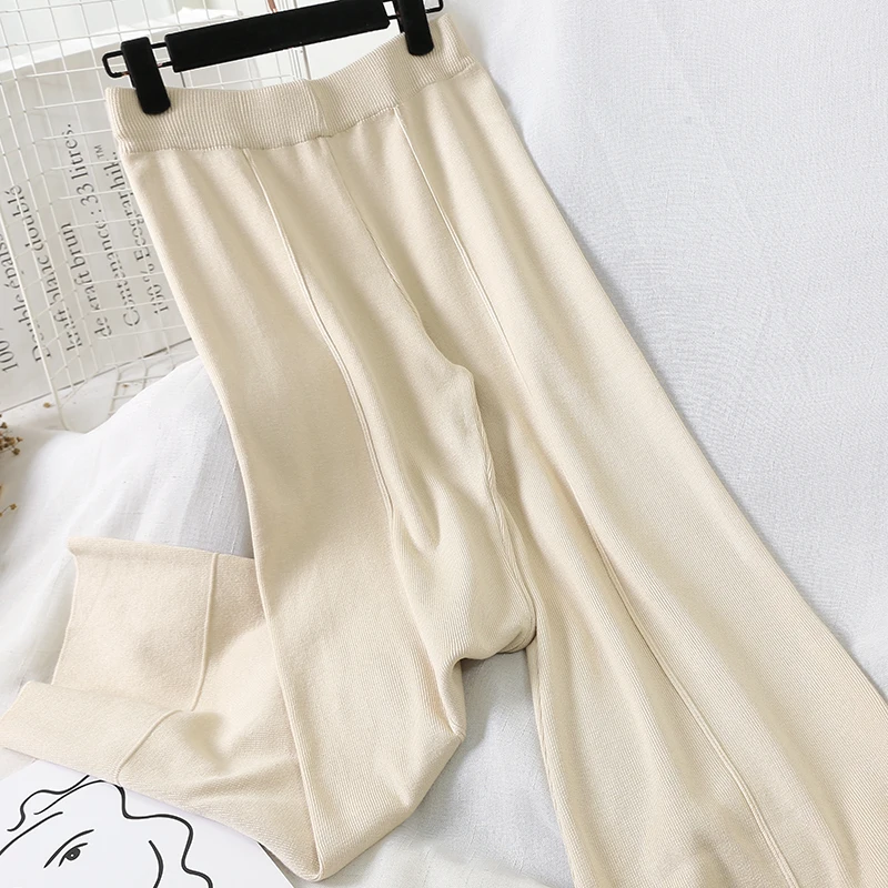 Брюки женские трикотажные с широкими штанинами Осень-зима Mw816 | Женская одежда