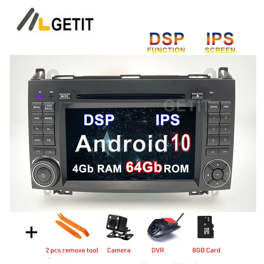 64G IPS DSP Android 10 автомобильный DVD Радио Стерео GPS для Mercedes Benz Sprinter B200 W209 W169 B class W245 B170 Vito