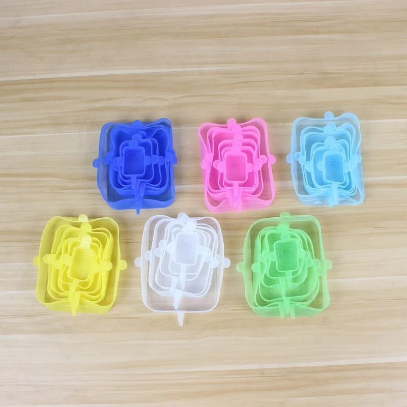 

6 Pieces/set of Silicone Sleeve Fresh-keeping Silicone Stretch Lid Food Pots and Dishes Kitchen Accessories Silicone