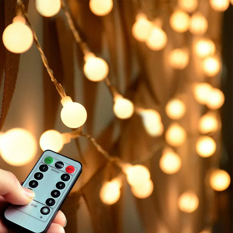 

USB Round Balls lights IR control LED Fairy String Lights 2m 6m 10m LED garland curtain light Christmas Outdoor Decoration Lamp