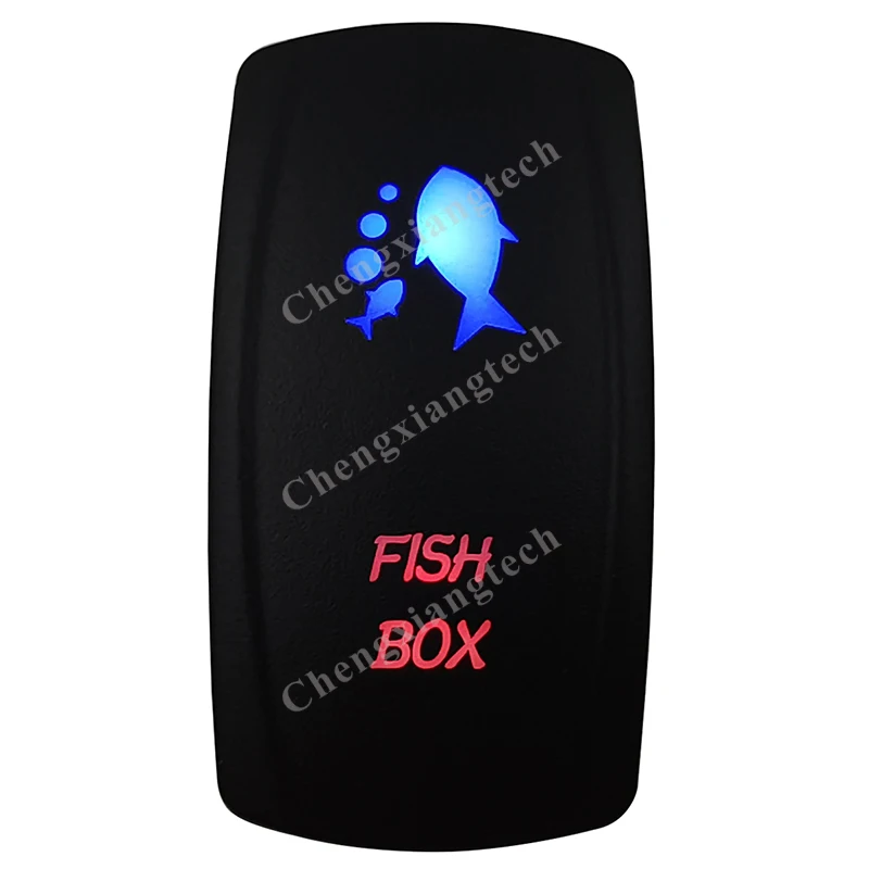 

Fish Box Rocker Switch 5 Pins SPST On/Off Blue & Red Led 20A/12V 10A/24V Toggle Switch for Cars,Trucks, RVs, Boats