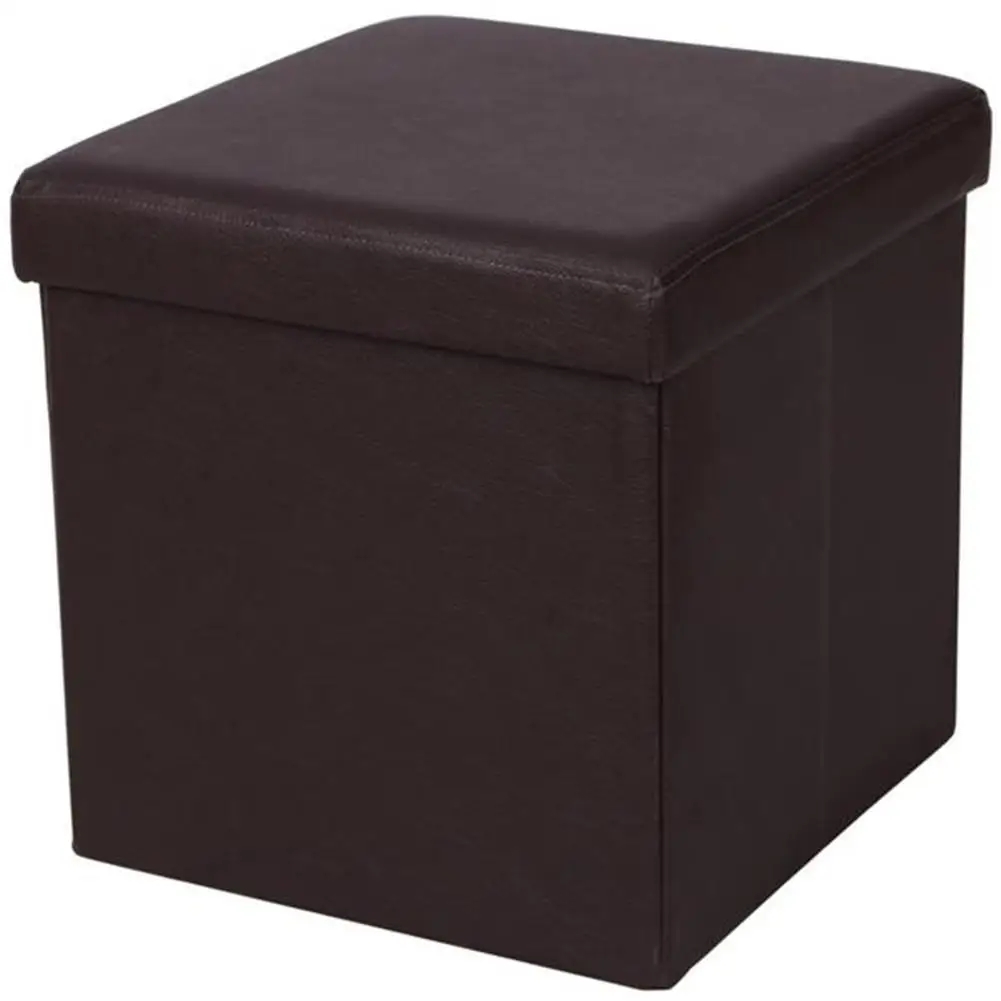 

Leather Square Shape Footstool Storage Cube Footrest Seat 38*38*38cm