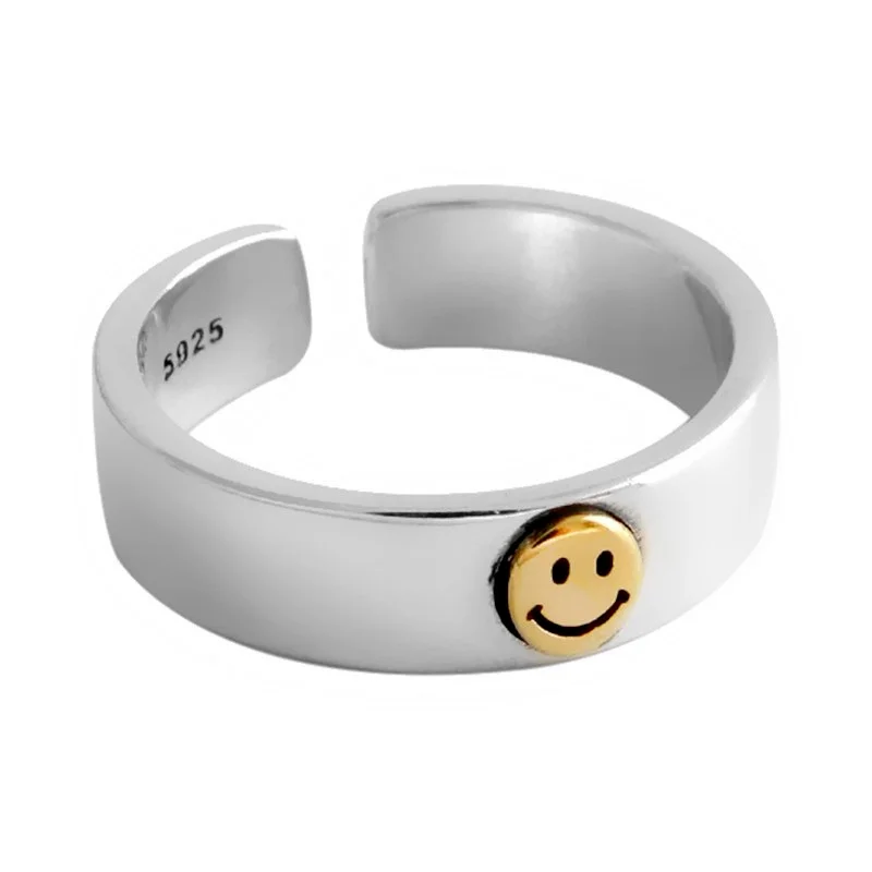 

INS Retro Smile Face Ring Female Smile Ring Student Open Finger Adjustable Rings Personality Jewelry