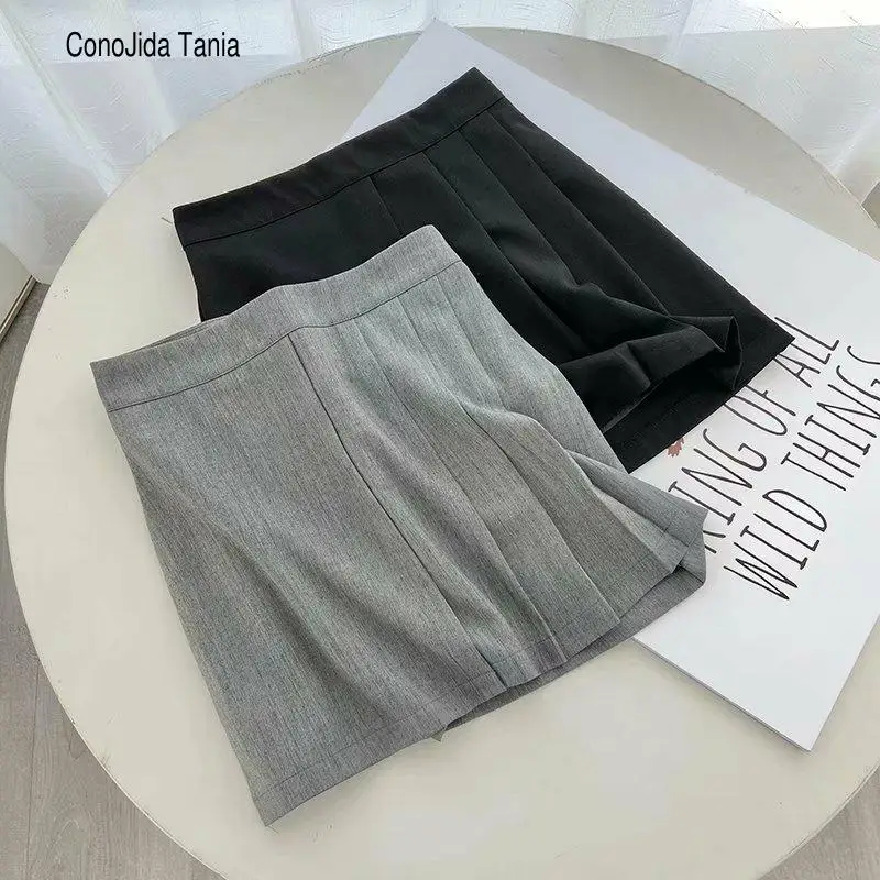 

Korean Version Of Women's 2021 Summer New Simple Commuting Temperament Show Thin High Waist Side Pleated Short Trousers Skirt