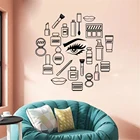 Виниловая наклейка на стену для макияжа, косметика для женщин и девушек, наклейки для салона красоты, уникальный подарок, модель для девушек, глаза для украшения стен