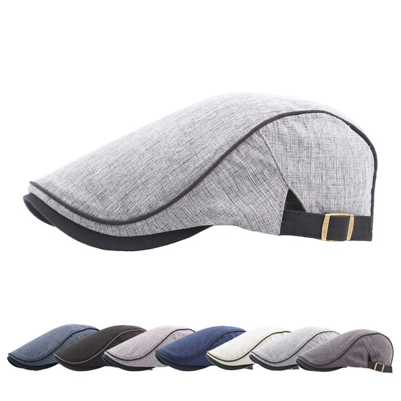 

Spring Summer Cotton Berets linen Youth British Outdoor Cap Sun Man Woman Hat