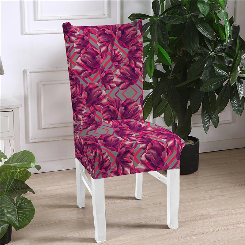 Spandex Elastic Dining Chair Covers Modern Removable Anti-dirty Printing Chairs Cover Kitchen Seat Case Stretch Seats Covering | Дом и сад