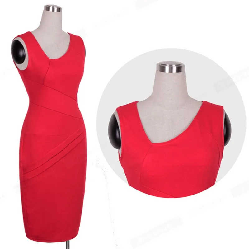 Nice Forever элегантное однотонное красное сексуальное платье без рукавов вечерние