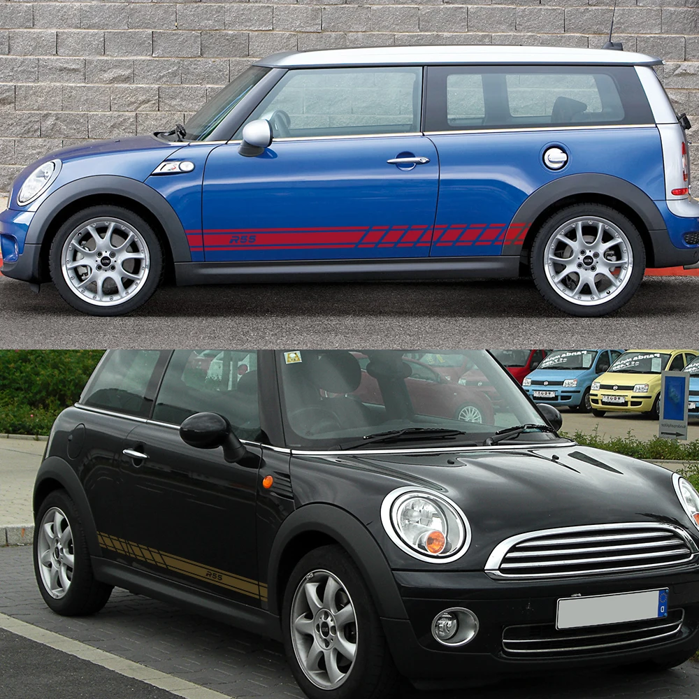 2 шт. двери автомобиля сбоку юбка наклейки для Mini Cooper F56 F54 F57 F55 F60 R50 R52 R53 R55 R56 R57 R58 R59 R60 R61 аксессуары