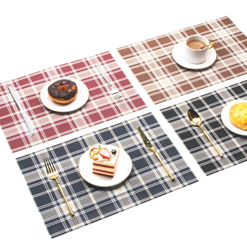 

1pc British Style Sub-placemat PVC Non-slip Insulation Pad Rectangular Table Mat Coaster Placemats for Table