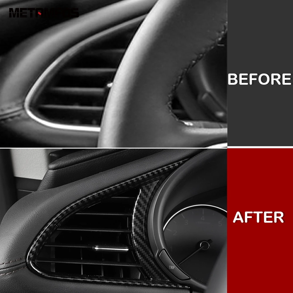 

Для Mazda 3 M3 Axela 2019 2020 сбоку спереди Кондиционер Vent Выход Обложка отделка украшения из углеродного волокна внутренняя автомобильные аксессуар...