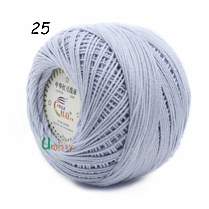 25 1pc 1 шт. Пряжа хлопок вязаные шапки3# Кружева Пряжи Хлопчатобумажной Пряжи для Вязания Тонкой Гребенной Пряжи С Использованием 2.5 мм Крючком 50 г/шт - Цвет: 25 1pc