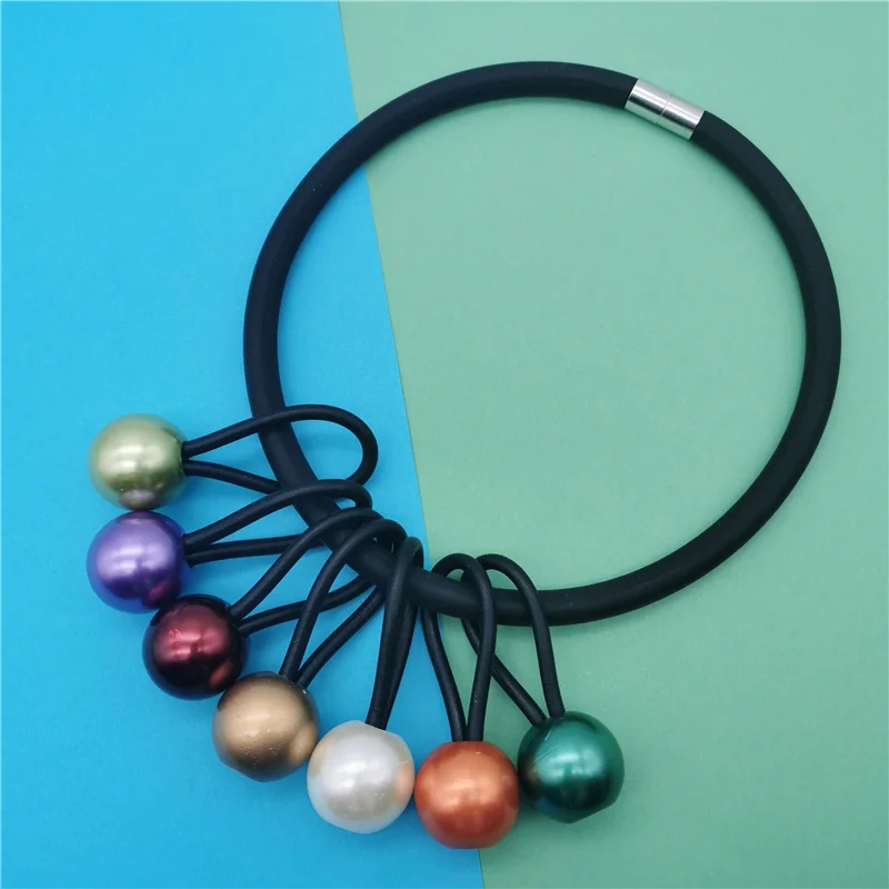 

Marliwoo NEW Gothic Sweater Chains For Women Choker Necklace Big Pearl Accessories Rubber Jewelry Multicolor Pearl Necklaces