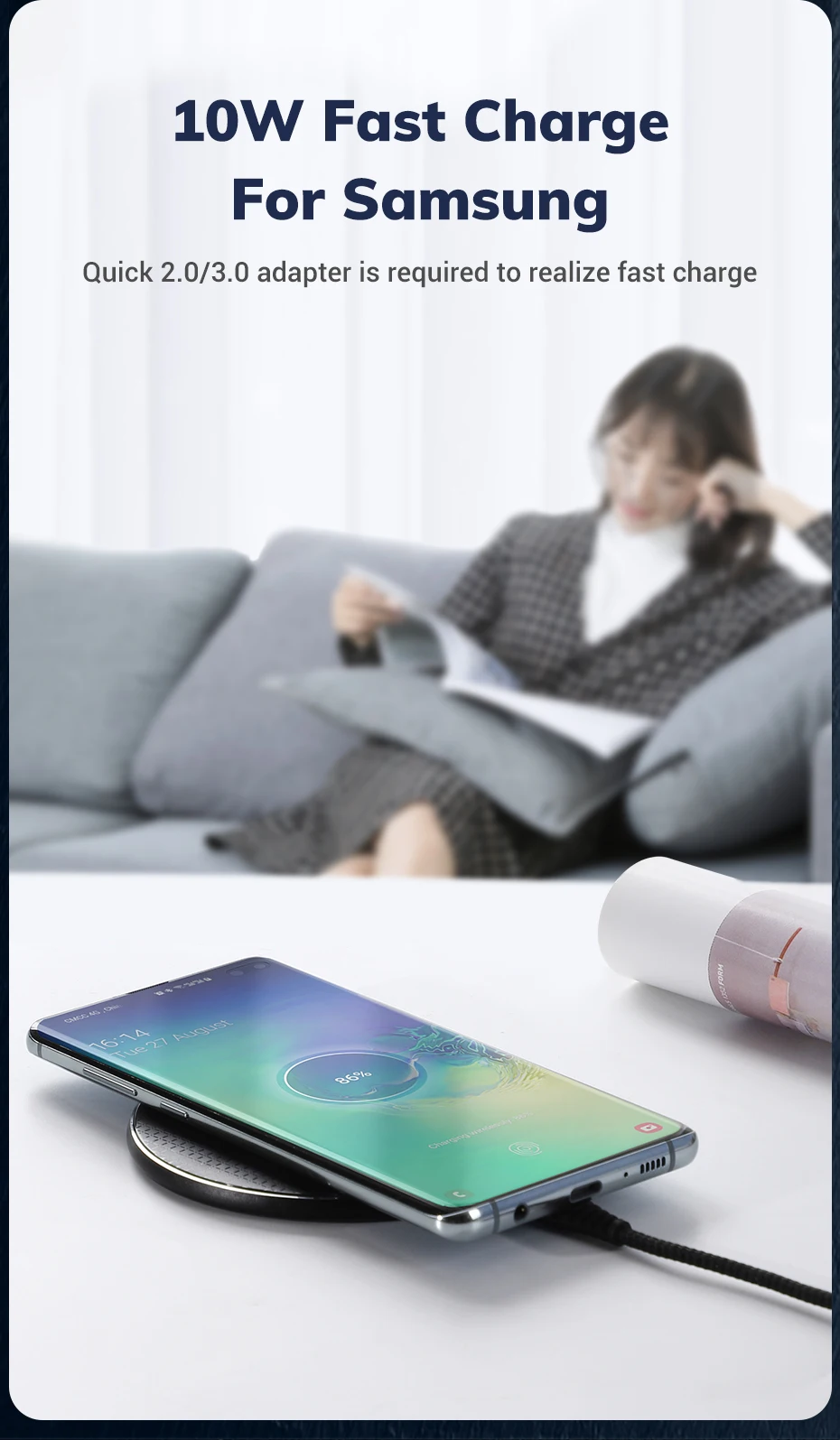 TOPK Беспроводное зарядное устройство для iPhone Xs Max X 8 Plus 10 Вт Быстрая зарядка для samsung Note 9 Note 8 S10 Plus