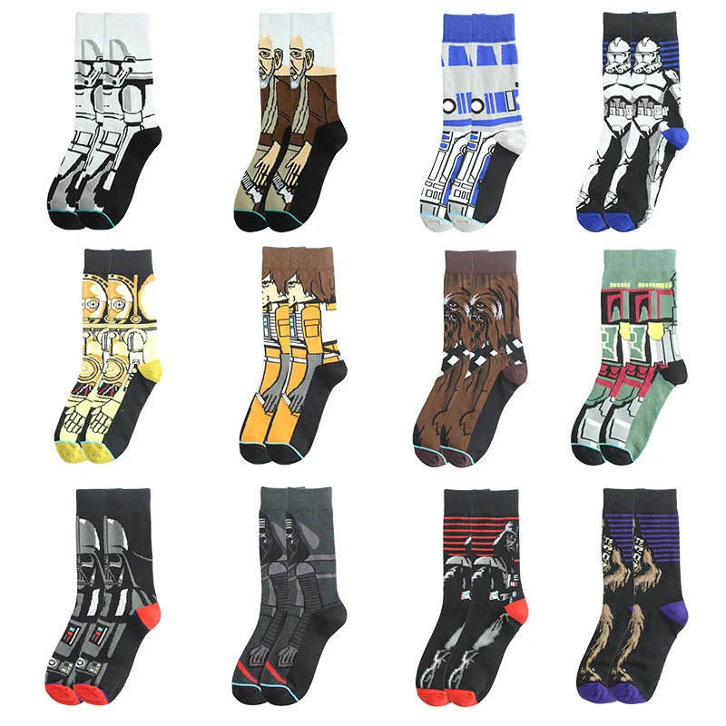 disney marvel black samurai symmetrical logo four seasons skateboard casual socks star wars series stockings christmas gifts free global shipping