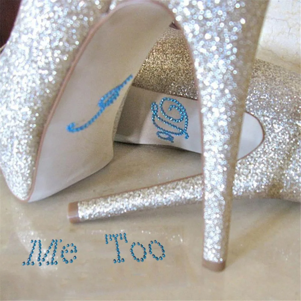 

1 Set White Clear Rhinestone I Do Me Too Bridal Groom Shoe Sticker For Shoes Decoration For Wedding Decor