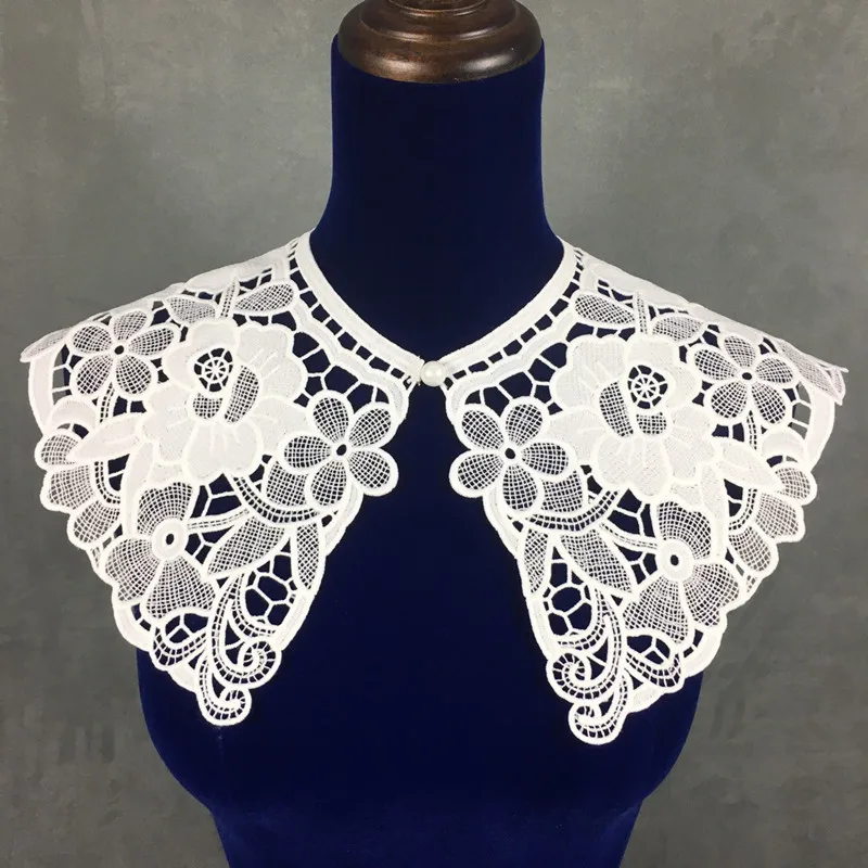 

Women's Hollow Out Detachable Doll Fake Collar Shawl Wrap Sheer Mesh Embroidery Floral Hanfu False Collar Mini Cape Half Shirt