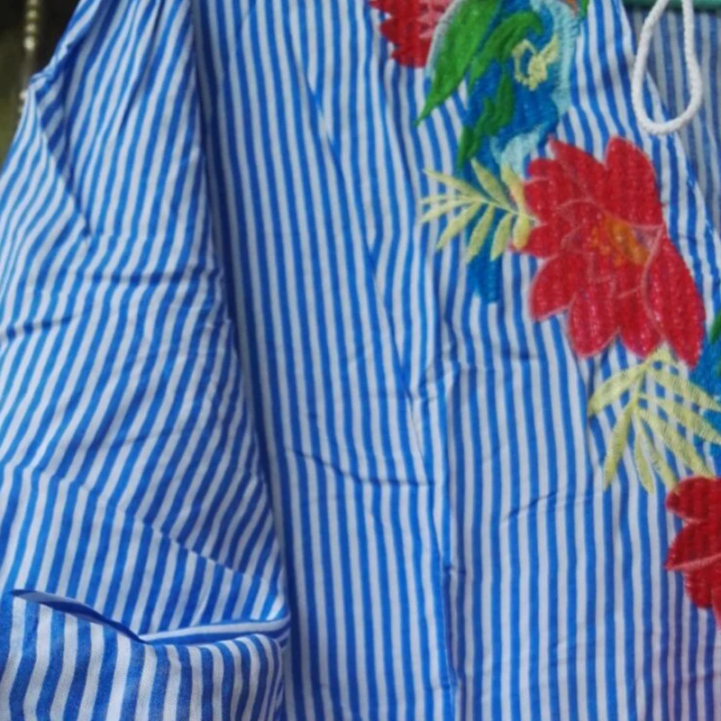 

Robe Beach Dress Pareo Praia Kaftan Beachwear Cover Swim Suit Embroidered Striped Cotton Up Summer Bathing Piece Fits True To