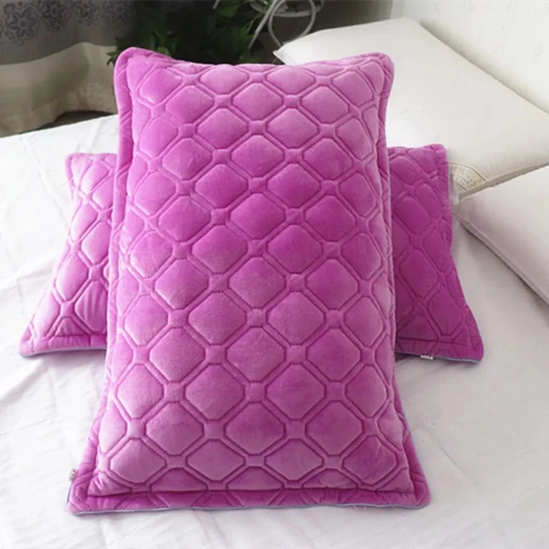 

2pcs Crystal Velvet Pillowcase Solid Color Winter Warm Pillow Cases Decor Home Pillow Covers Bedding